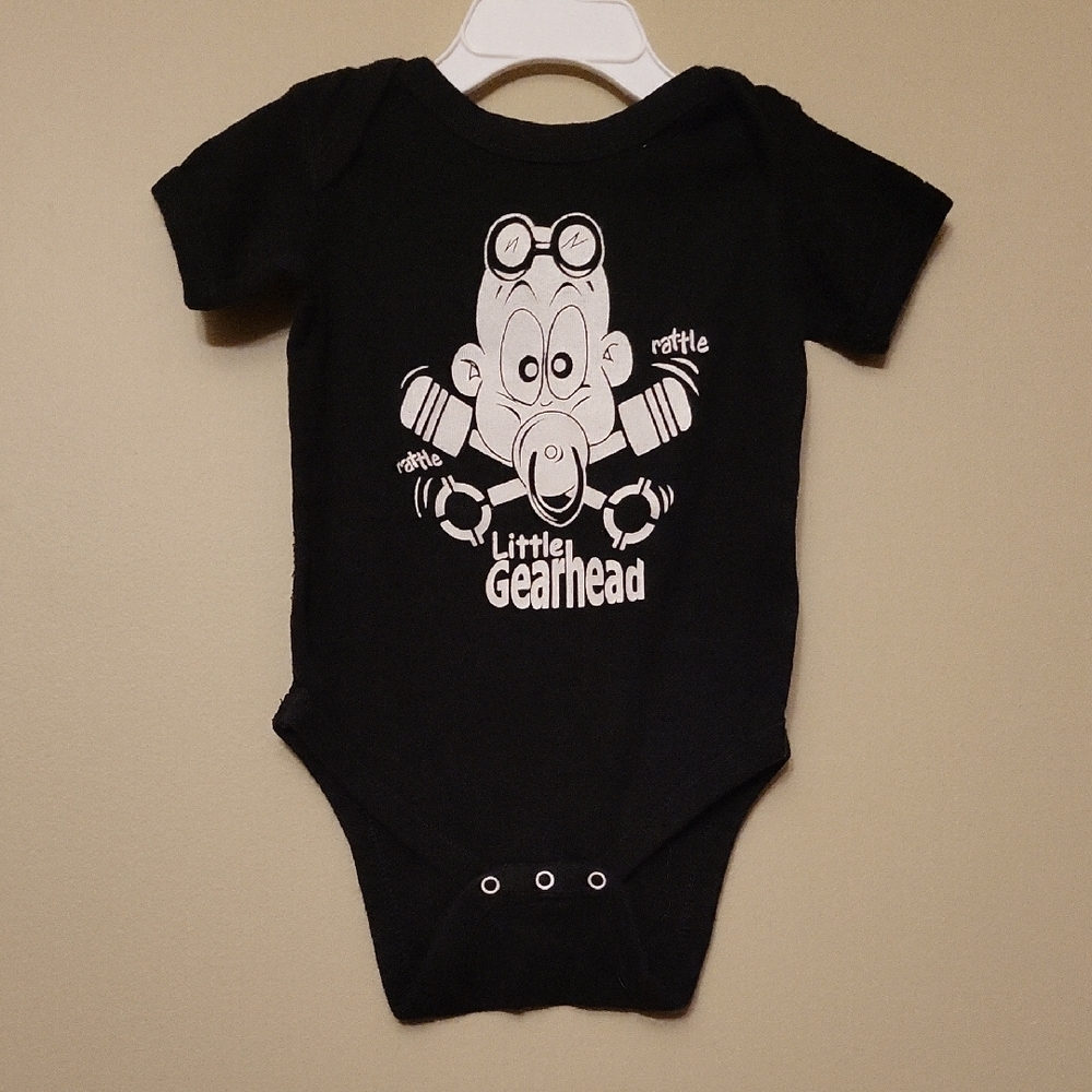 Black Little Gearhead onesie/bodysuit